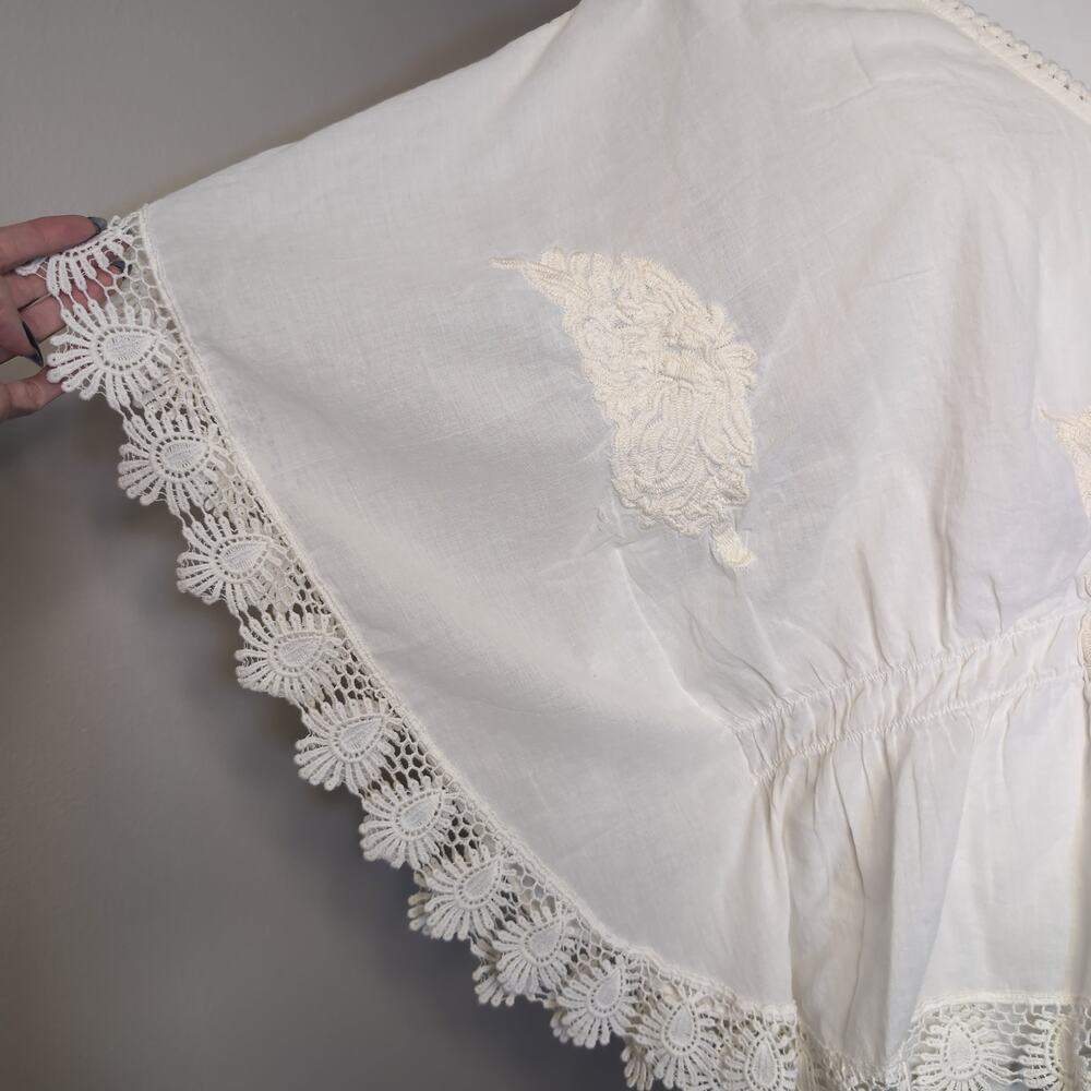 Embroidered Lace Trim Peplum Top Beach Summer - Picture 2 of 7